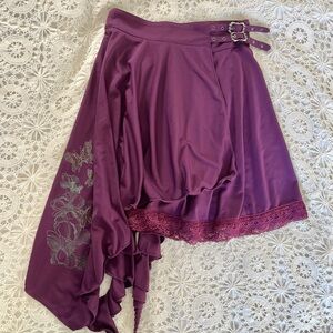 Vintage Ozz On purple asymmetrical lace butterfly wrap skirt